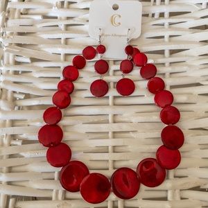 Charming Charlie Red Shell Necklace